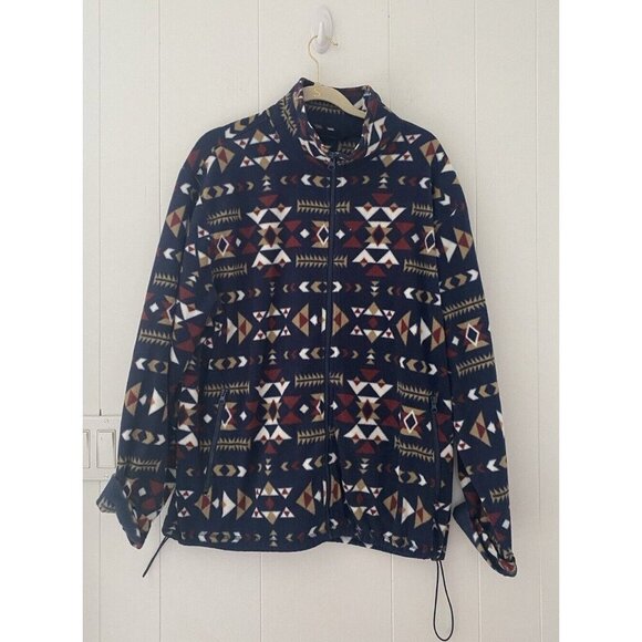 Original Use Other - Original Use Navy Blue Southwestern Fleece Full Zip Jacket Mens XL